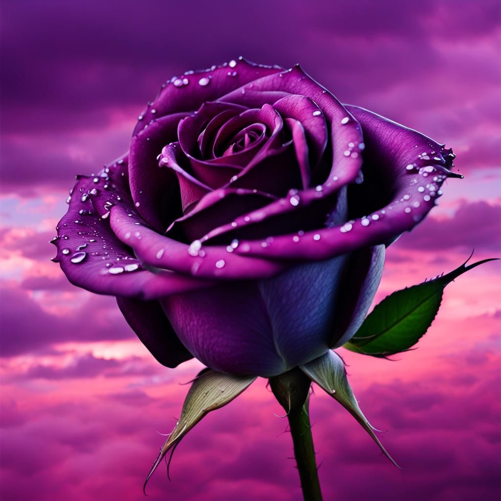 Single Dripping liquid purple rose - AI Generated Artwork - NightCafe ...