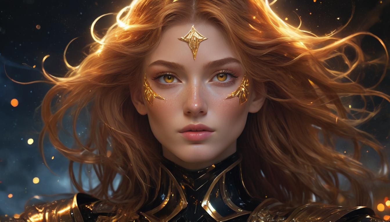 Sailor galaxia with long ginger gold hairs , in black shiny ...