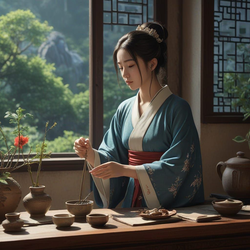 Song Dynasty Noblewoman in Serene Incense Ceremony