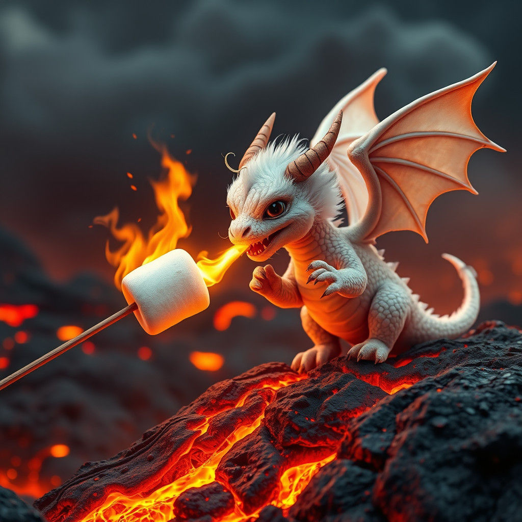 Fluffy Baby Winged Dragon  by @Sebastian