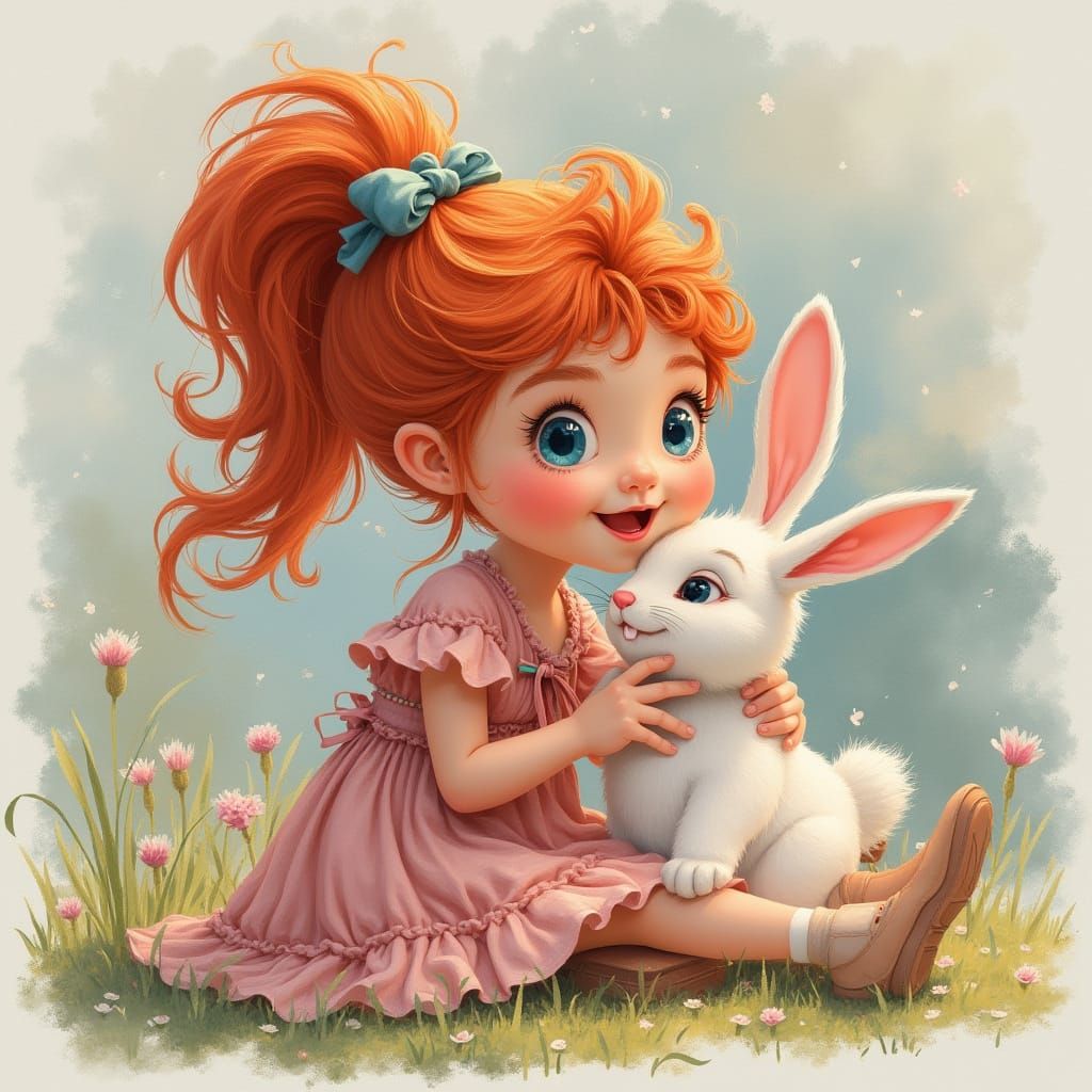 Playing with a bunny 