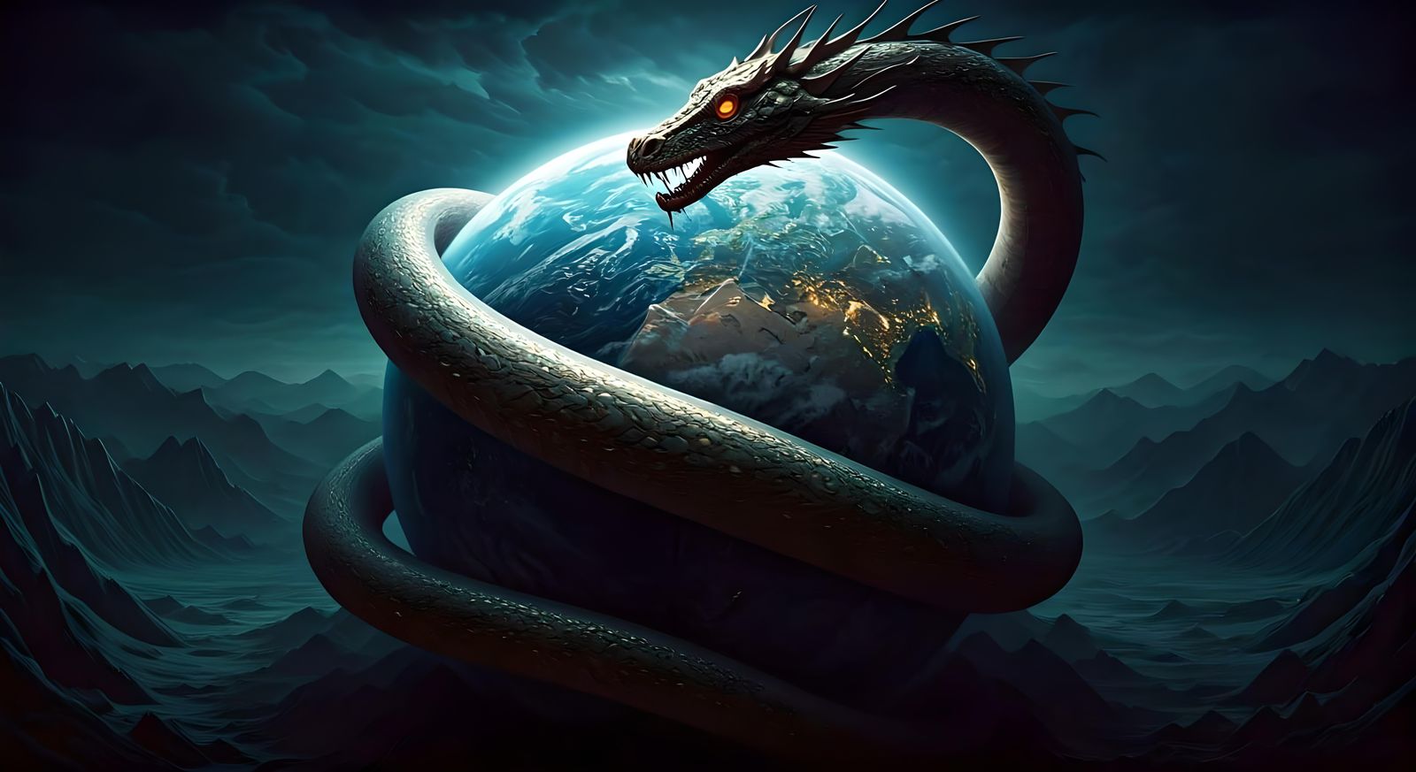 Jörmungandr the World Serpent from Norse Mythology
  by @PretzelEra