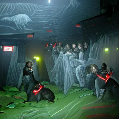 Laser tag with mokeys