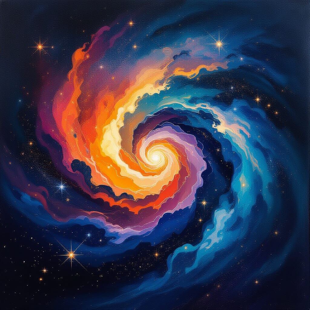 Cosmic Dust Vortex in Abstract Expressionist Style