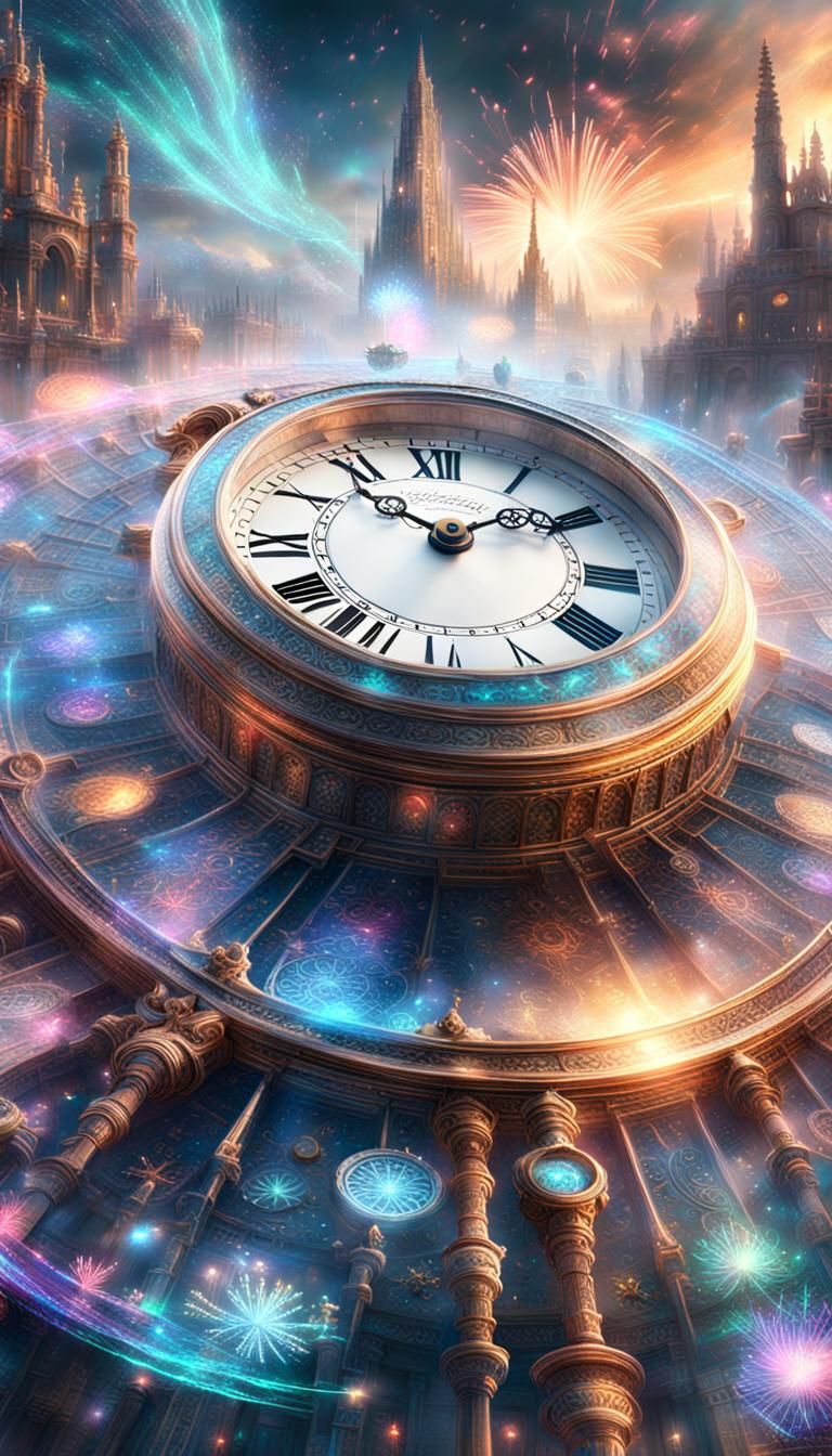 an enchanted clock and early fireworks  by @Xarir