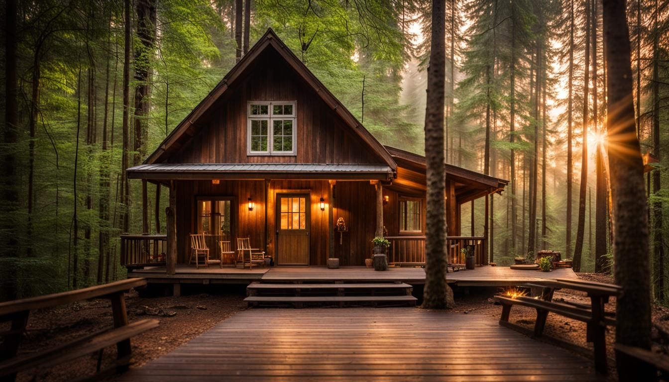 In a clearing in the middle of the forest, a cabin opens its doors wide to the surrounding beauty. A ...  by @moldovan dorin cristian