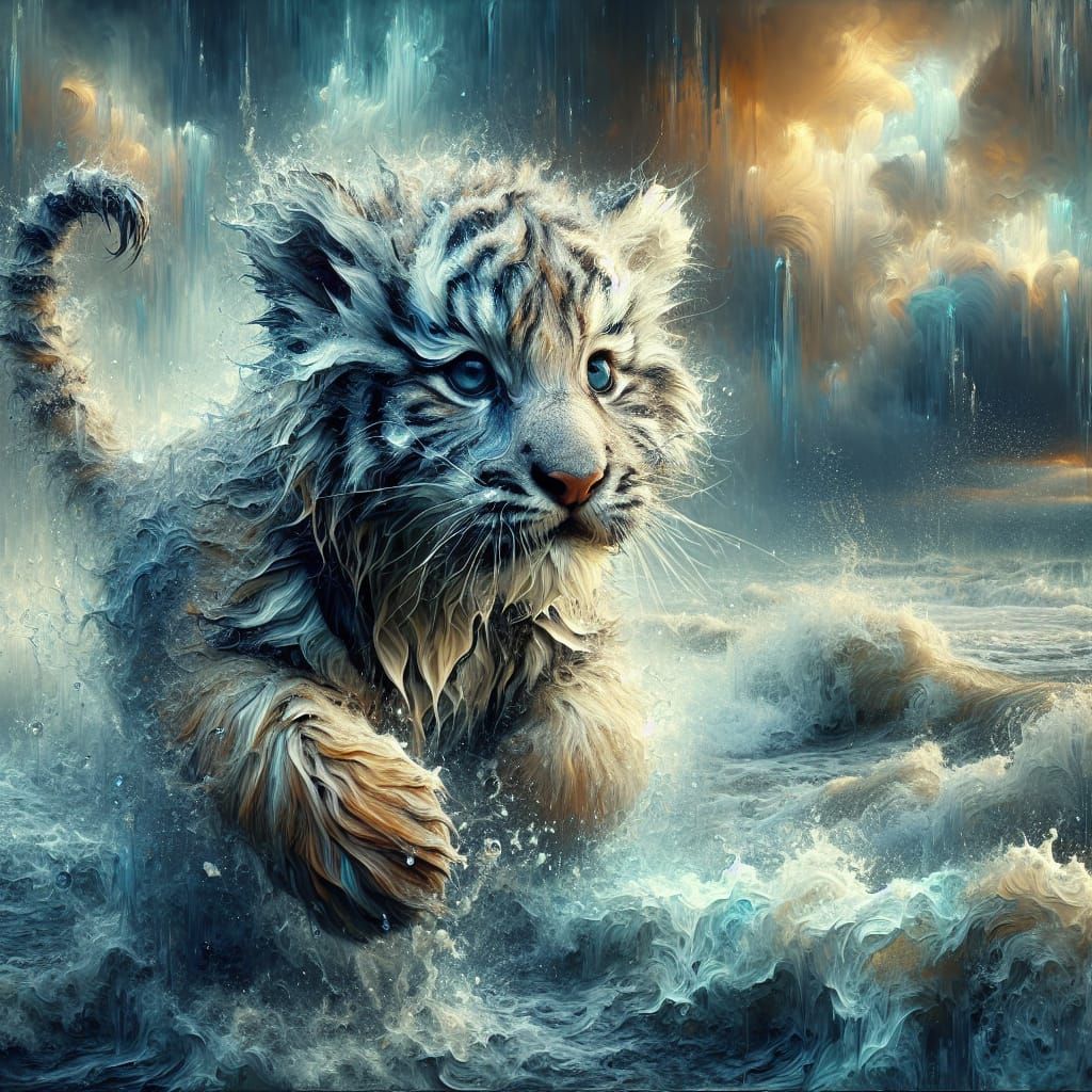 Bounding Through the Stormy Ocean Surf  by @Lady Anne