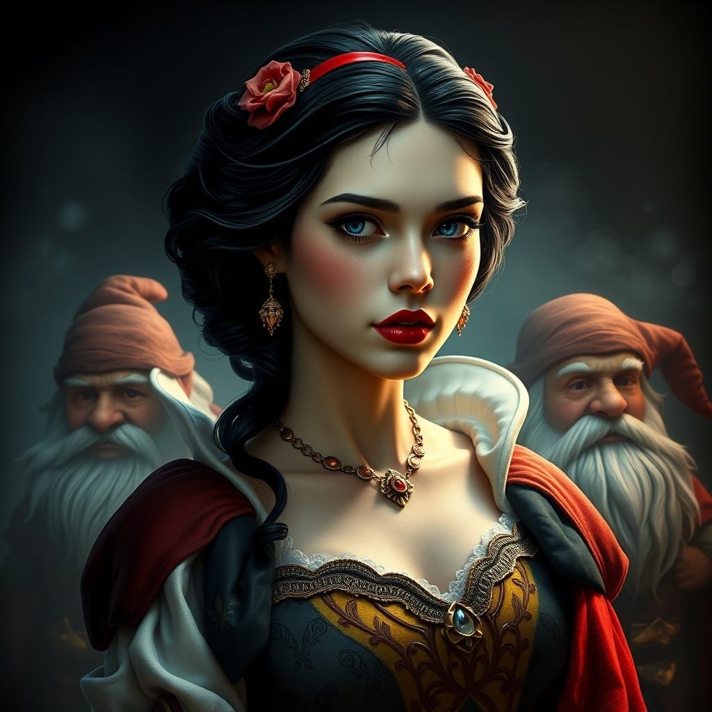 Vengeful Snow White Portrait in Art Nouveau Style