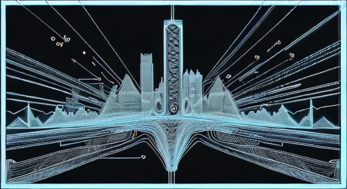 glasgow city centre line drawing in the style of an electric...