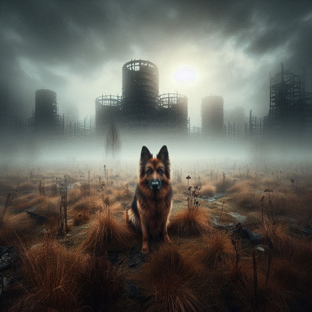German Shepherd in the Mist