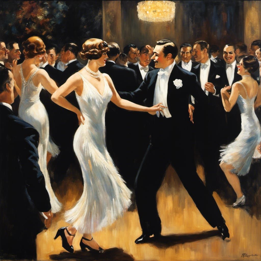 lady dancing the Charleston in roaring twenties fringe dress, smiling ...