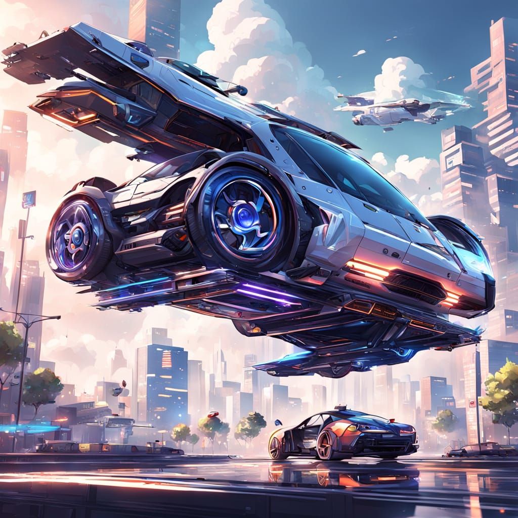 Futuristic flying car with no wheels