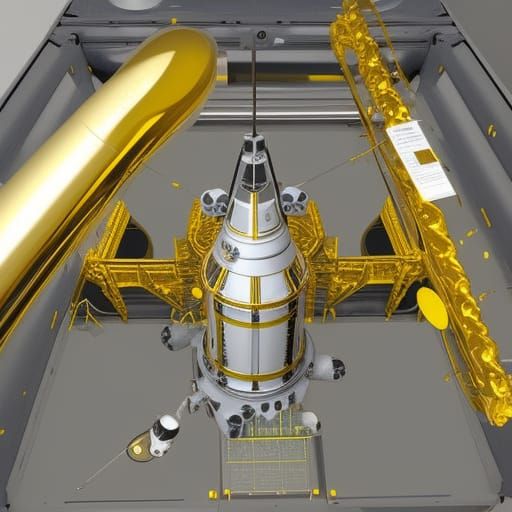 A space sattelite with gold foil protection