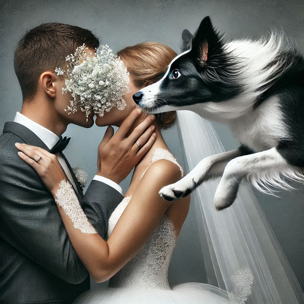 Photobombing. The dog was not invite...