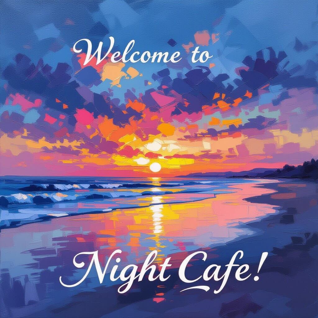 Sunset Beach Impasto Painting with Pastel Hues