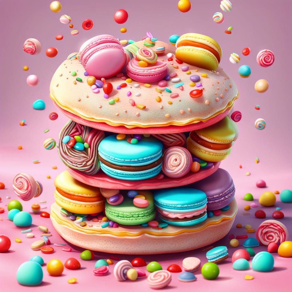 Sandwich en mode macaron avec des bonbons dessus  by @Krizalia Amethyste