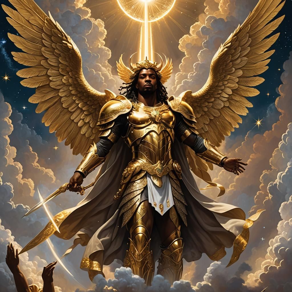 Majestic African American Angel Descends in Hypermaximalism