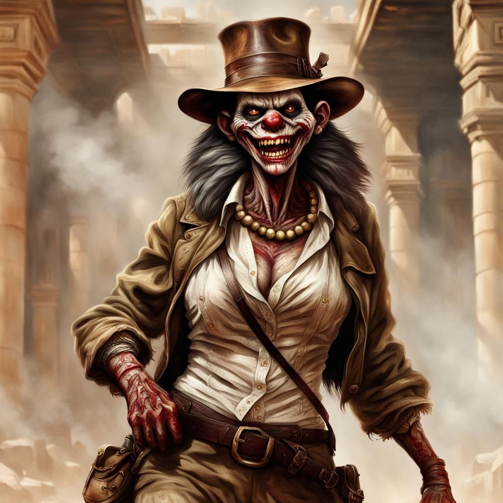 Zombie Monkey Monster Clown Woman  Grinning Maniacally