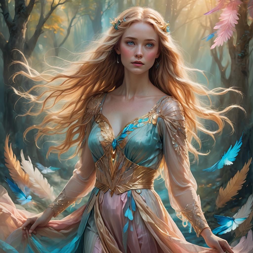 Radiant Woman in Ethereal Light: Concept Art