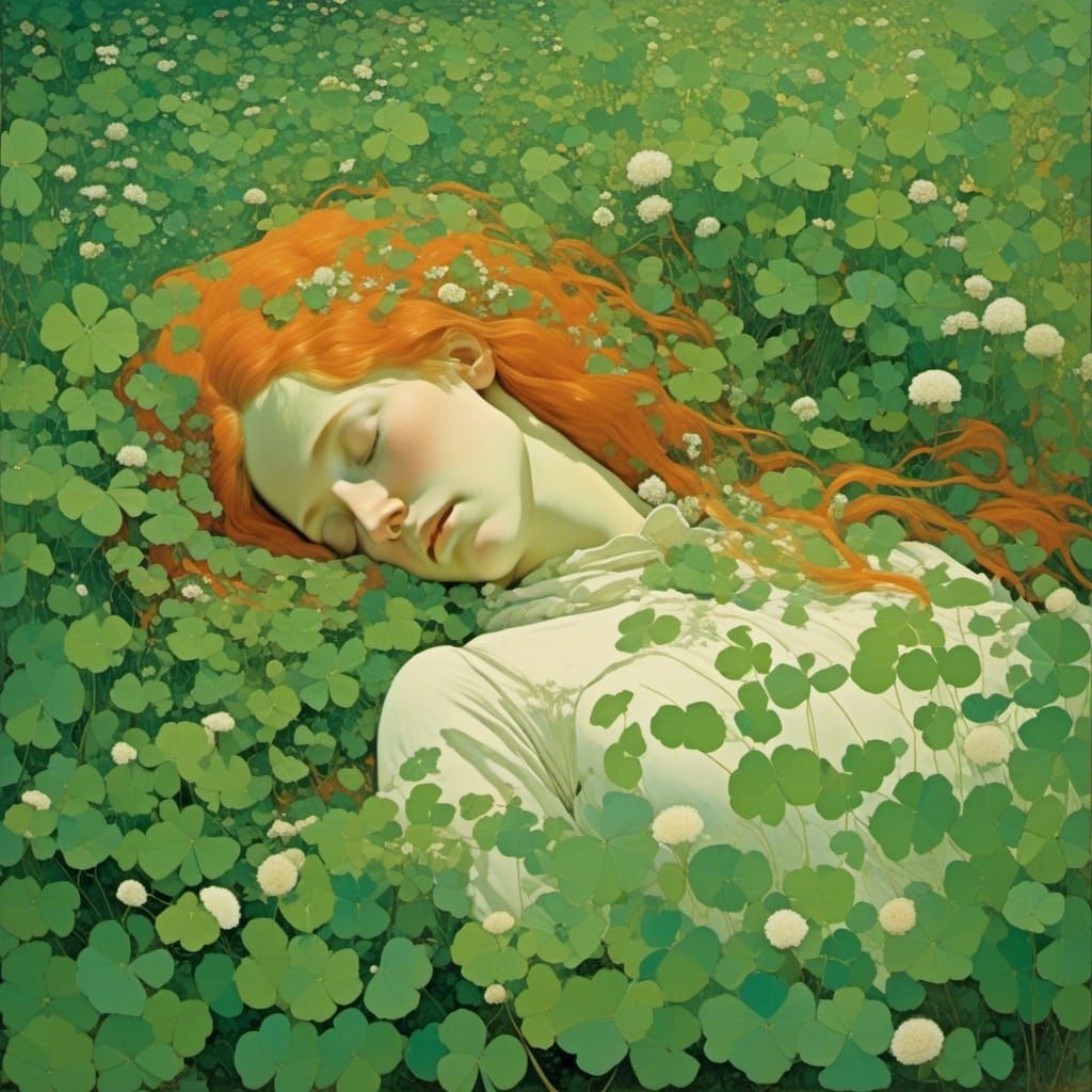 Harvest Goddess Asleep in Clover Field