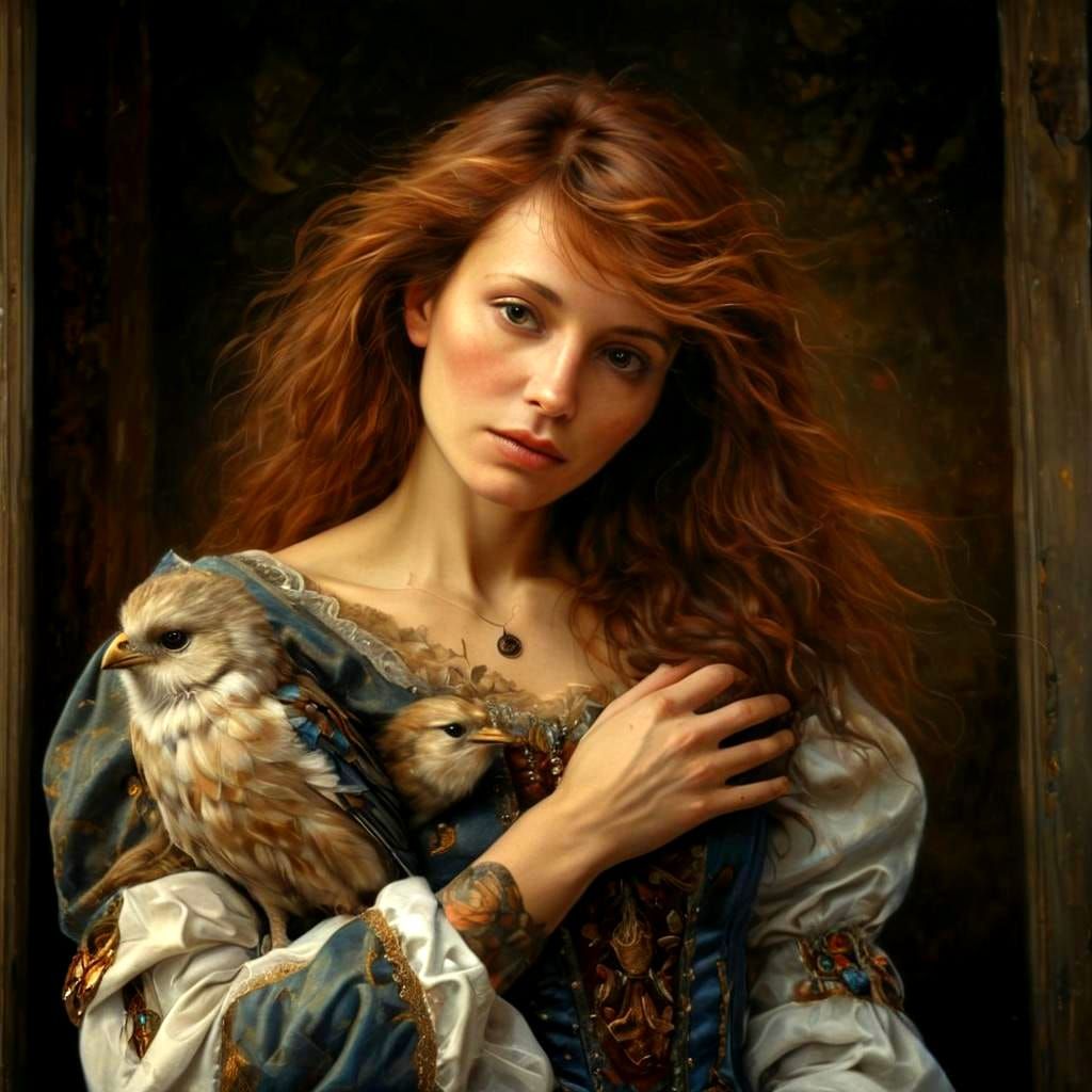 Surreal Portrait of a Lady with Fantastic Animals