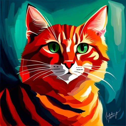 Red cat with black stripes