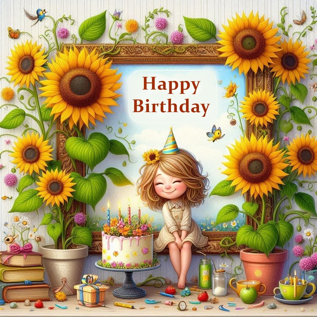 Happy Birthday with Sunflowers