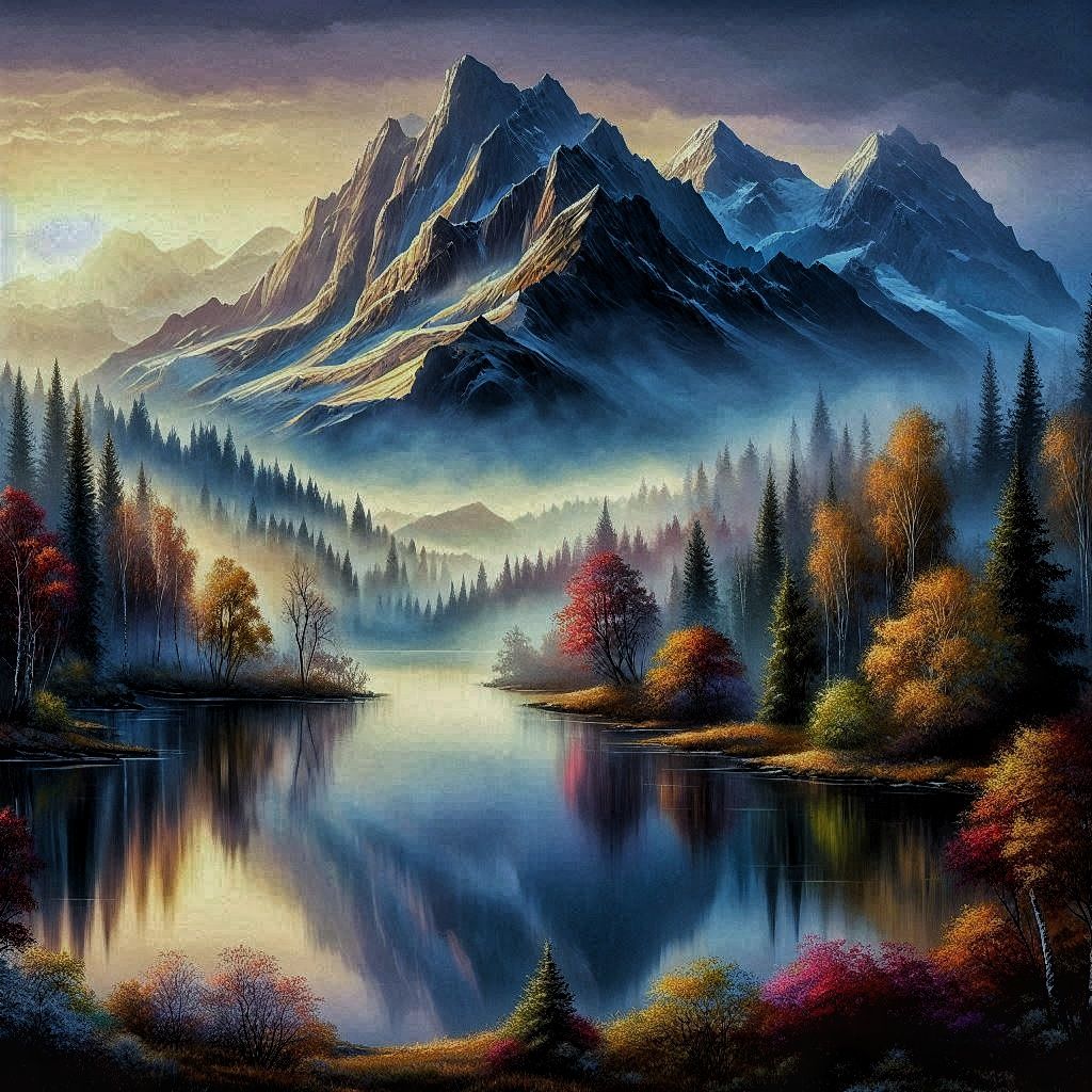 Misty lake in autumn