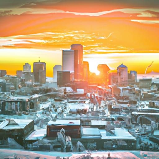 Denver Sunrise in Snow