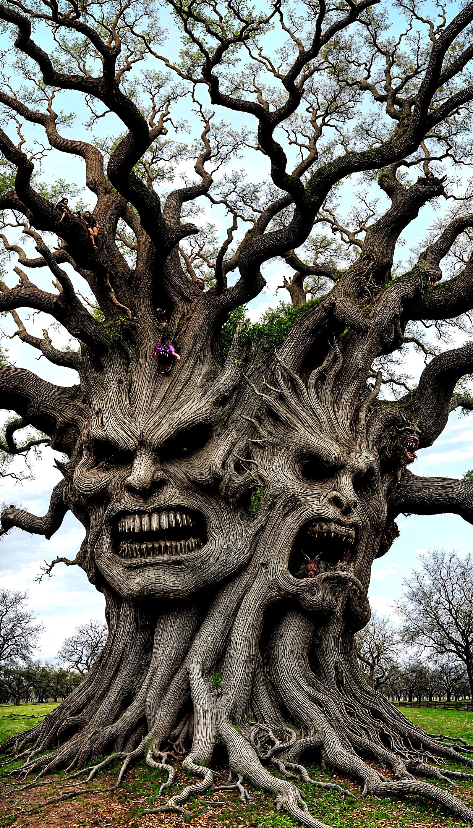 Demons trapped in an old oak tree.