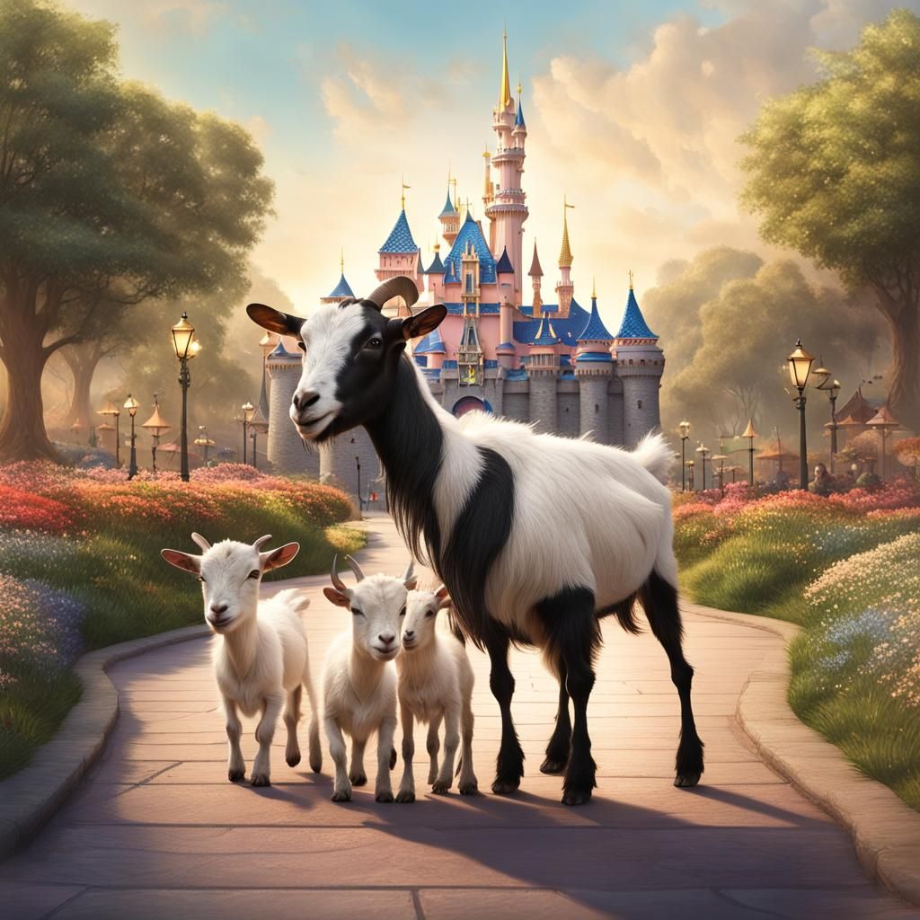 A mama goat and her kids go to Disneyland