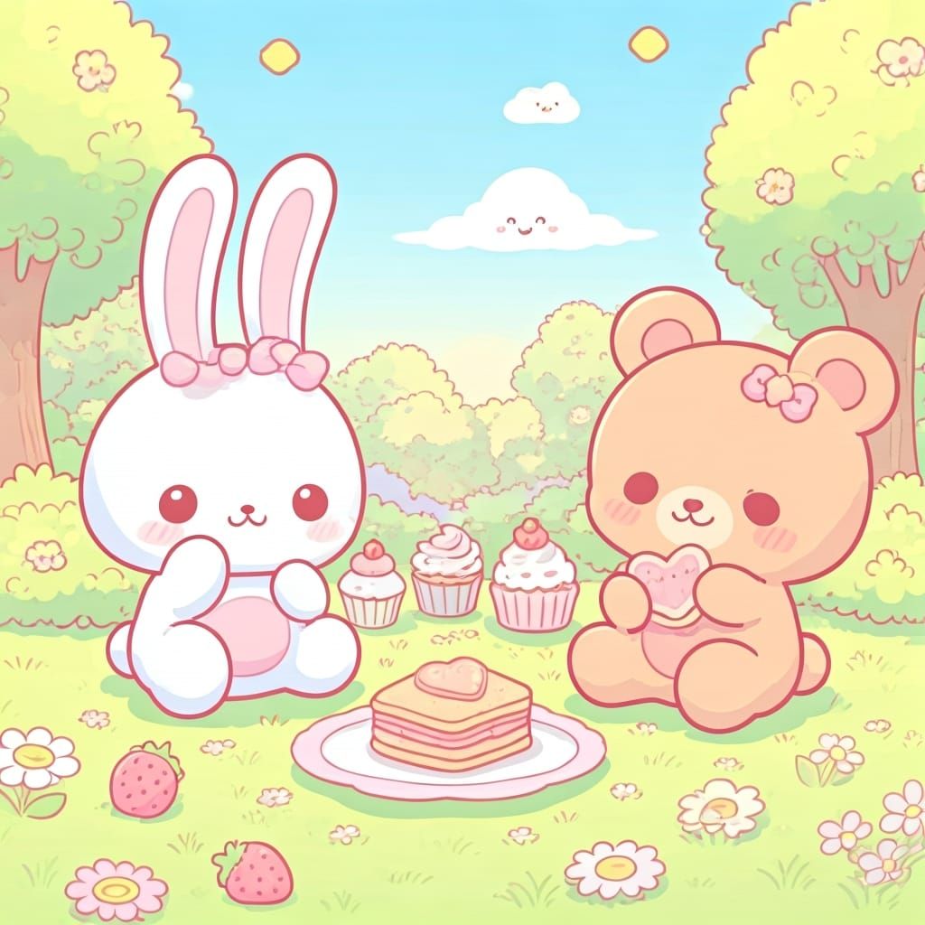 Cute kawaii picnic  by @Dmitri