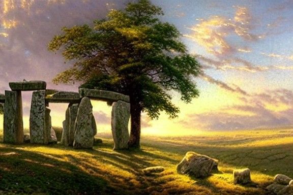 Stonehenge countryside, Thomas Kinkade