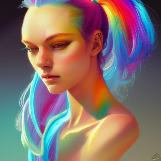 psychedelic rainbow ponytails - AI Generated Artwork - NightCafe Creator