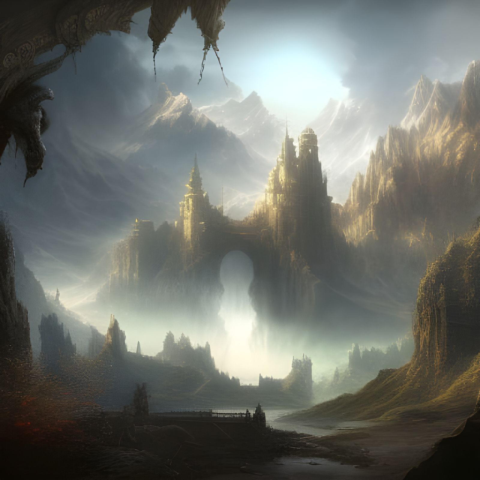 Chimera in Peaceful Landscape: Detailed Matte Painting