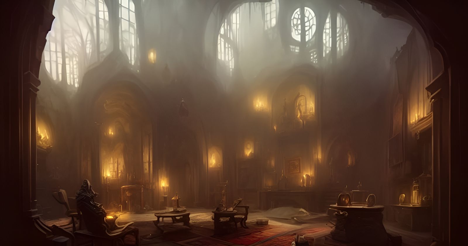 interior lich's house, fantasy art, in the style of greg rut...