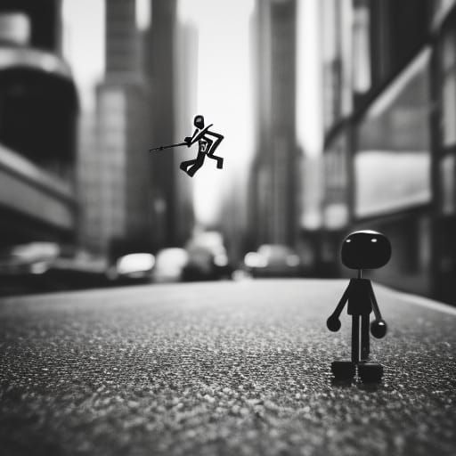 Stickman in a city