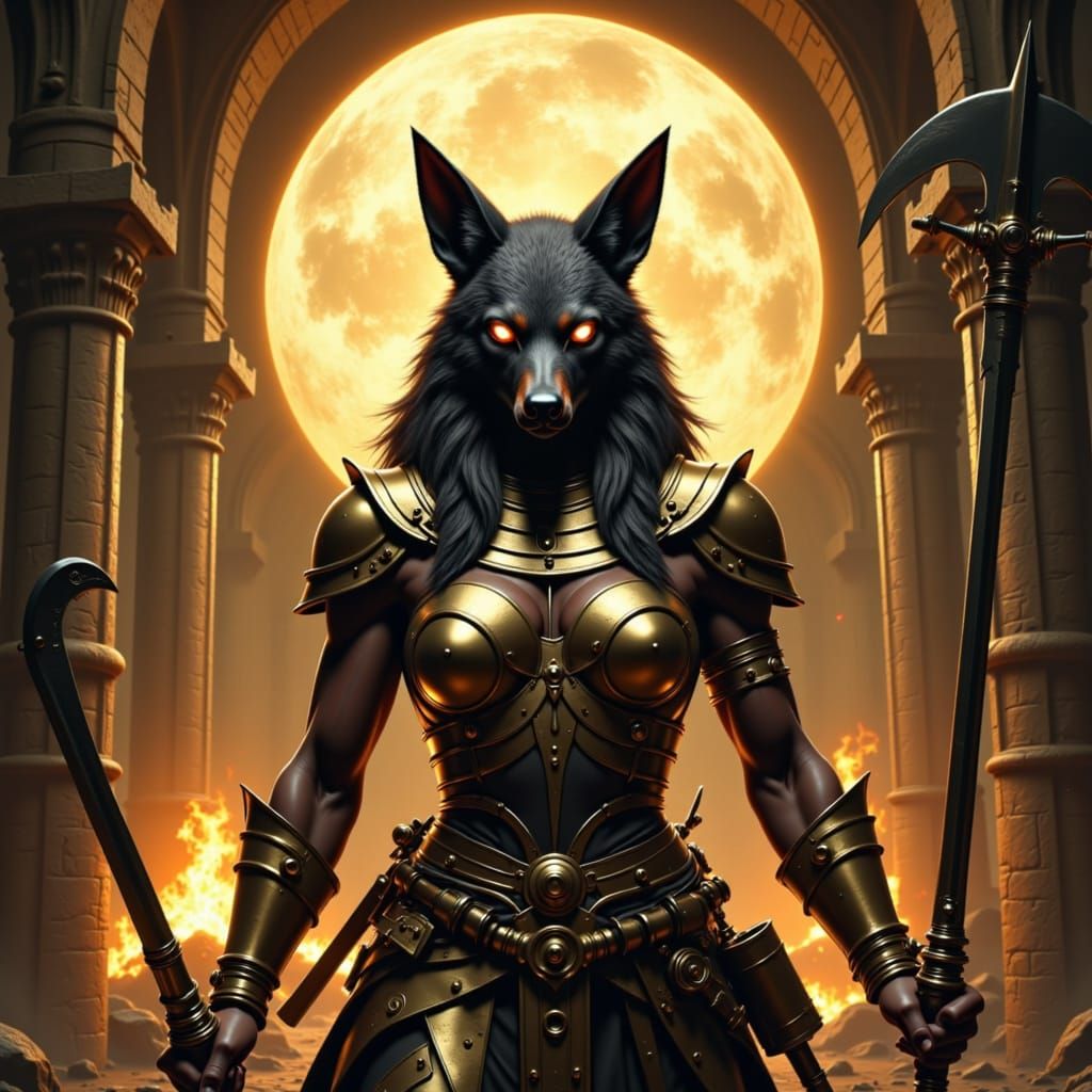 Anubis is the jackal headed god of the dead  <lora:Theriocephaly Flux:1.0>