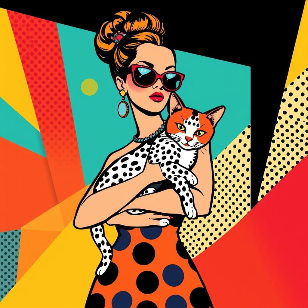 Pop art cat lady  by @JMO