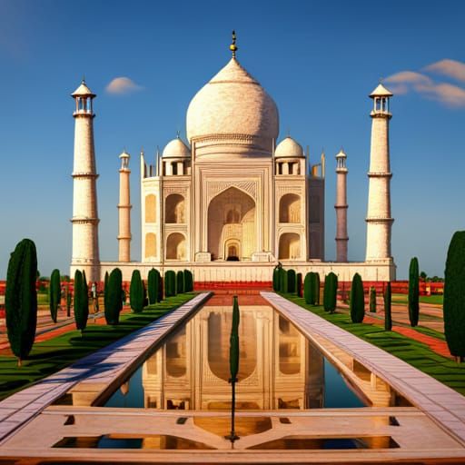 The Taj Mahal, drawn and coloured like a Hergé cartoon. - AI Generated ...