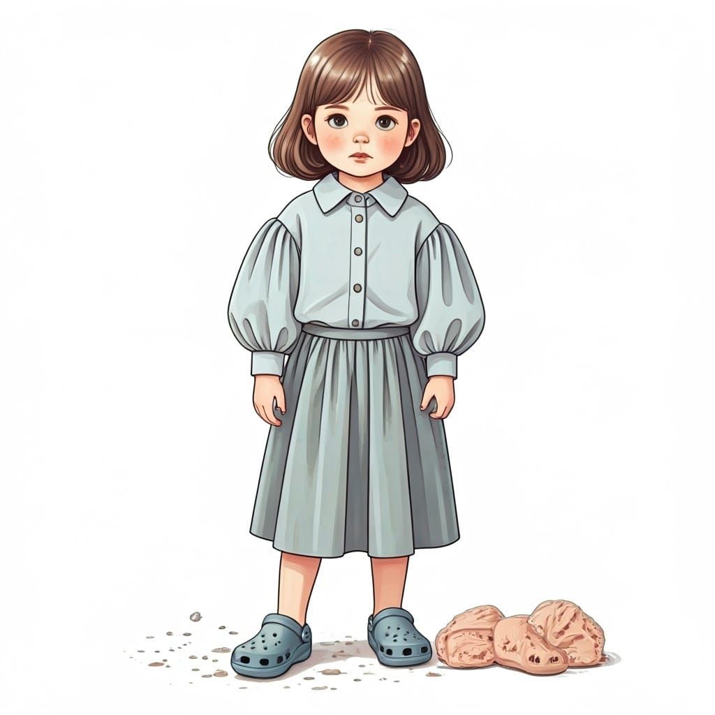 Adorable Girl with Cuckoos and Cluttered House