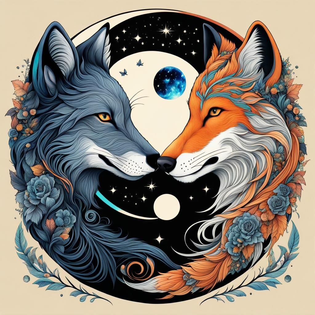 Fox and a wolf