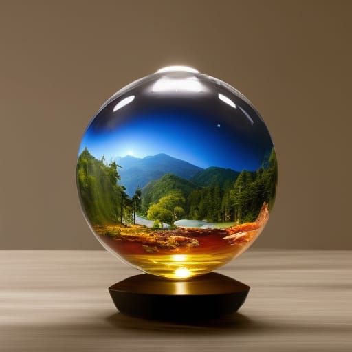 Landscape inside glass ball #5 - AI Generated Artwork - NightCafe Creator