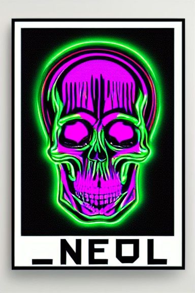 Neon skull poster