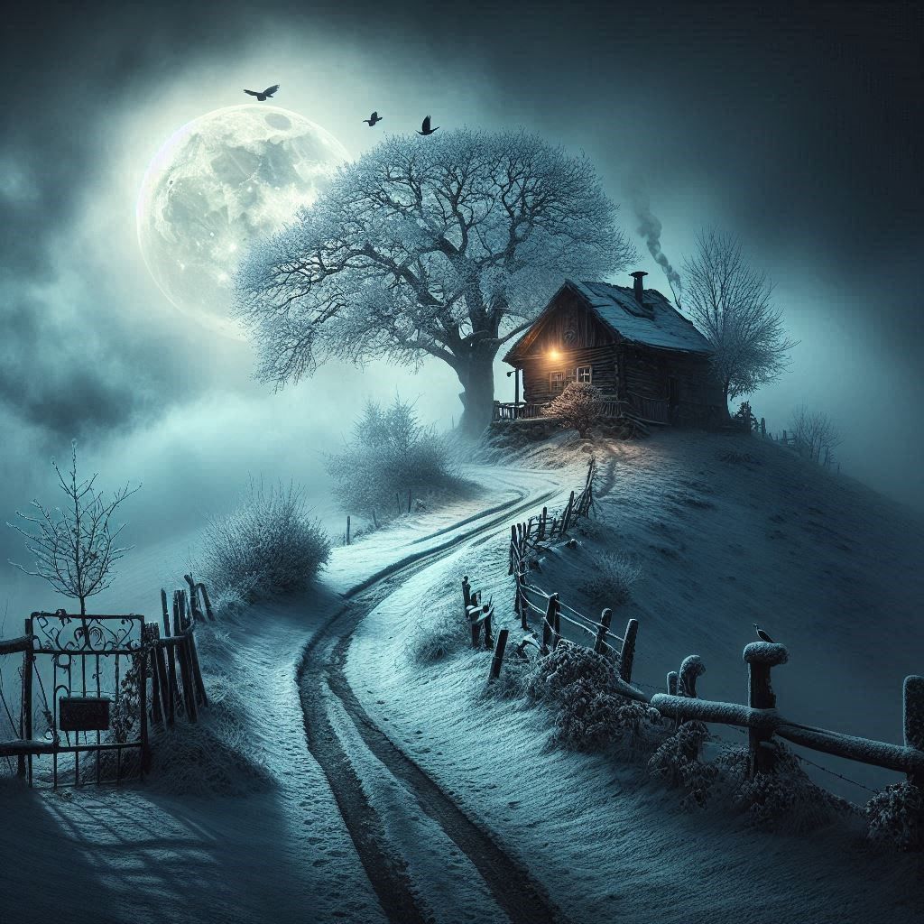 frosty moon landscape