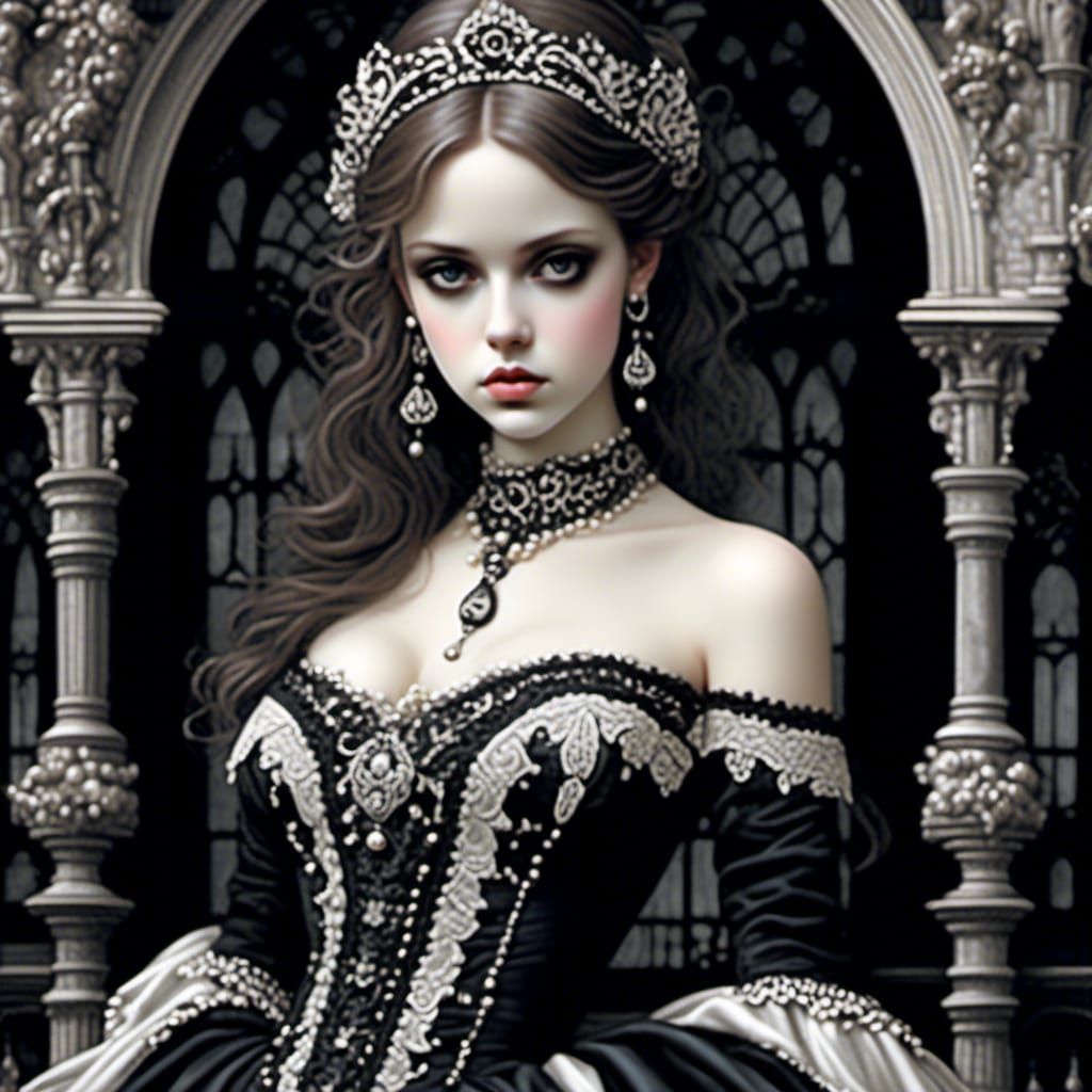 <lora:molly:1.0>  diva gothic glamour elegant dark  moody me...