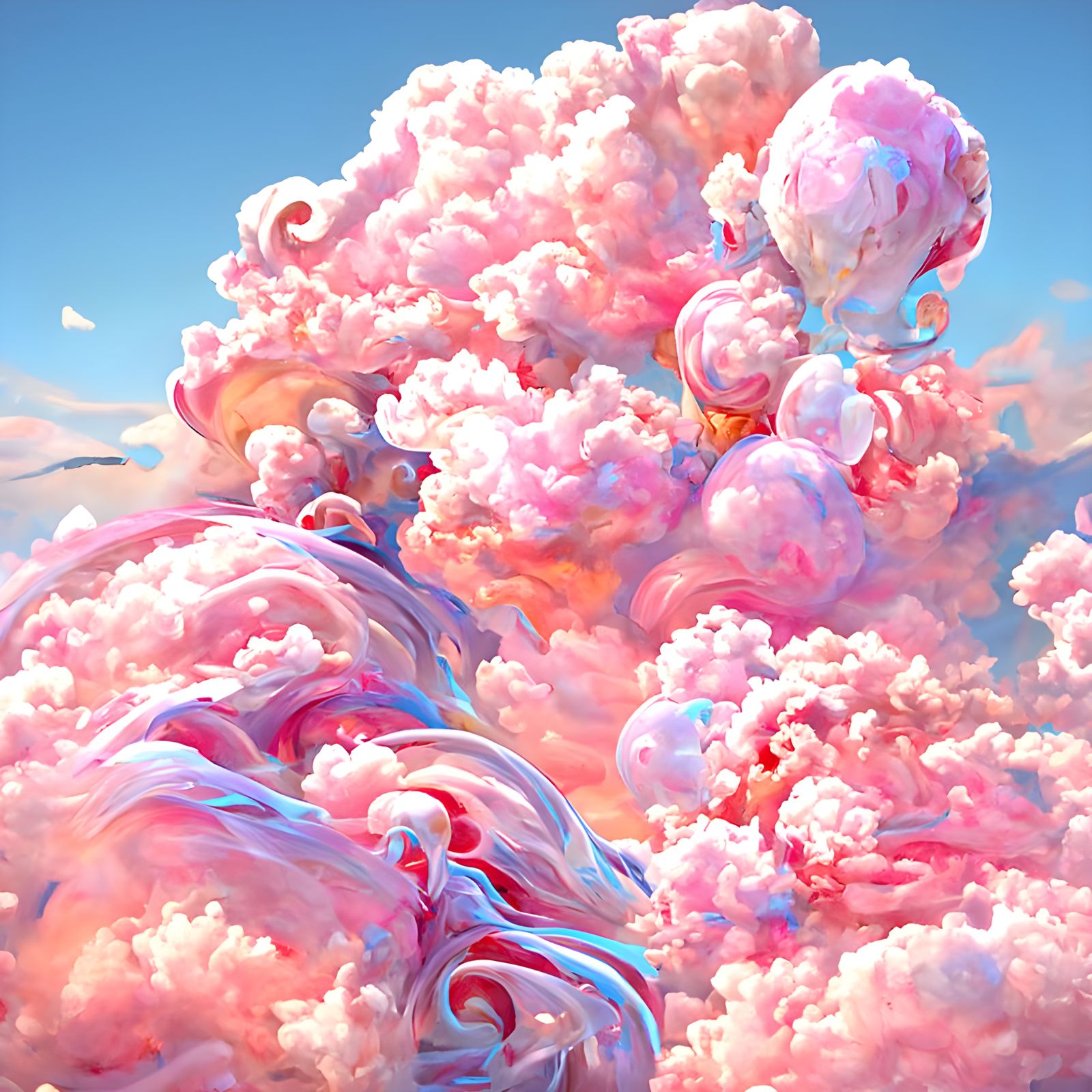 Cotton Candy Clouds And Champagne Skies - AI Generated Artwork