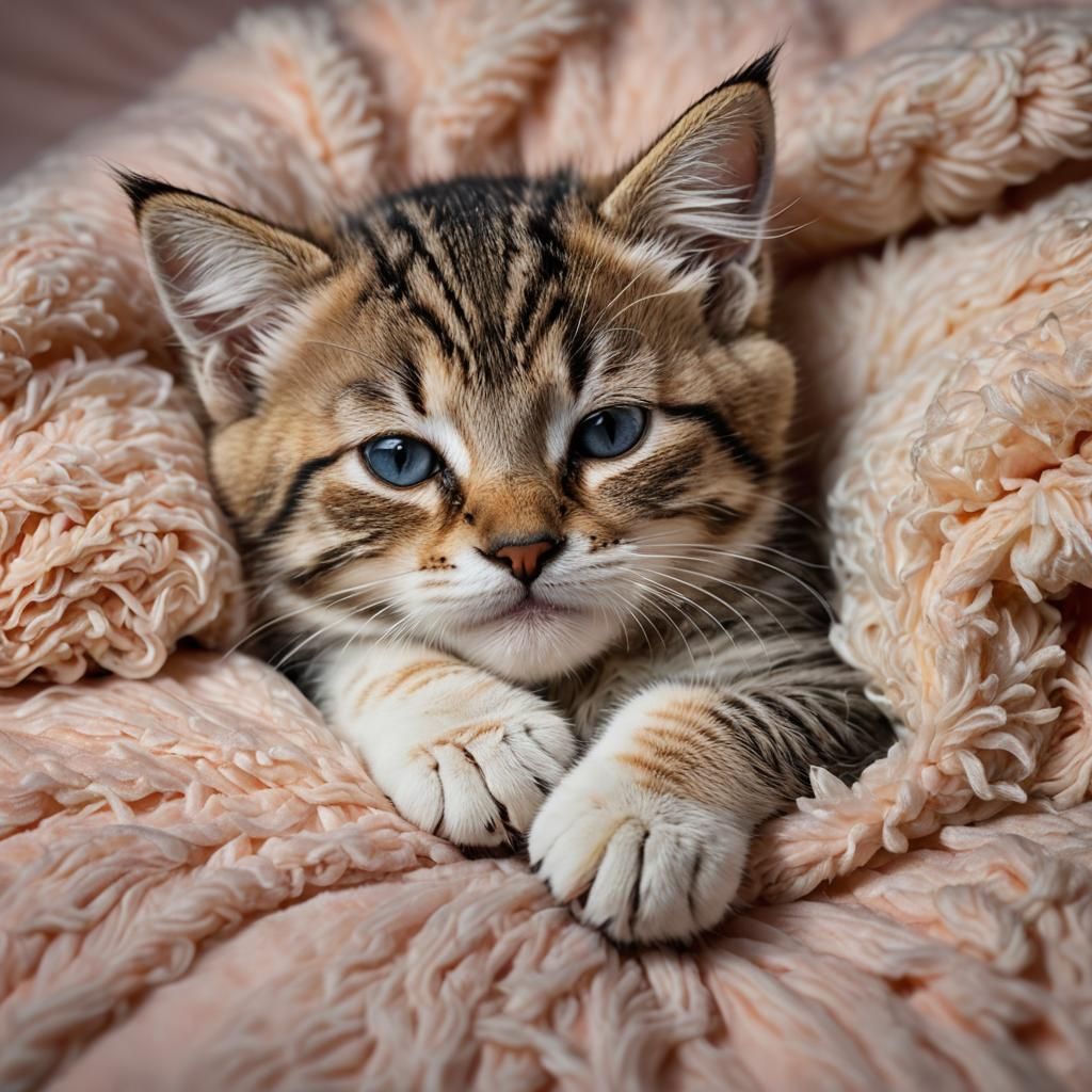 Sleeping Kitten Portrait in Dreamy Bokeh