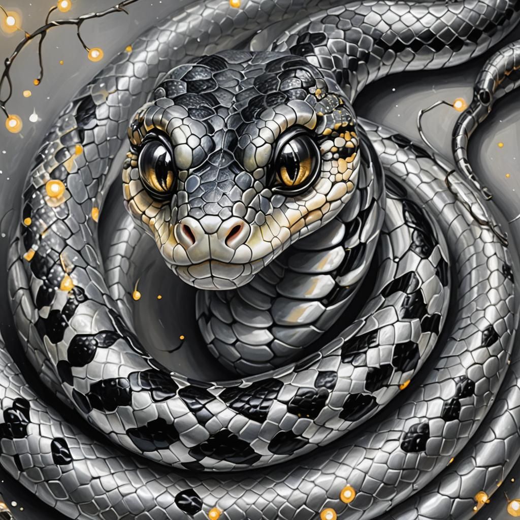 a whimsical, artistic, realistic image of a scary cheeky sna...