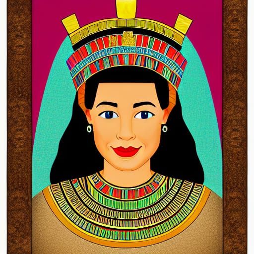 Young Queen Elizabeth Ii, Egyptian tomb portrait, ancient Eg...
